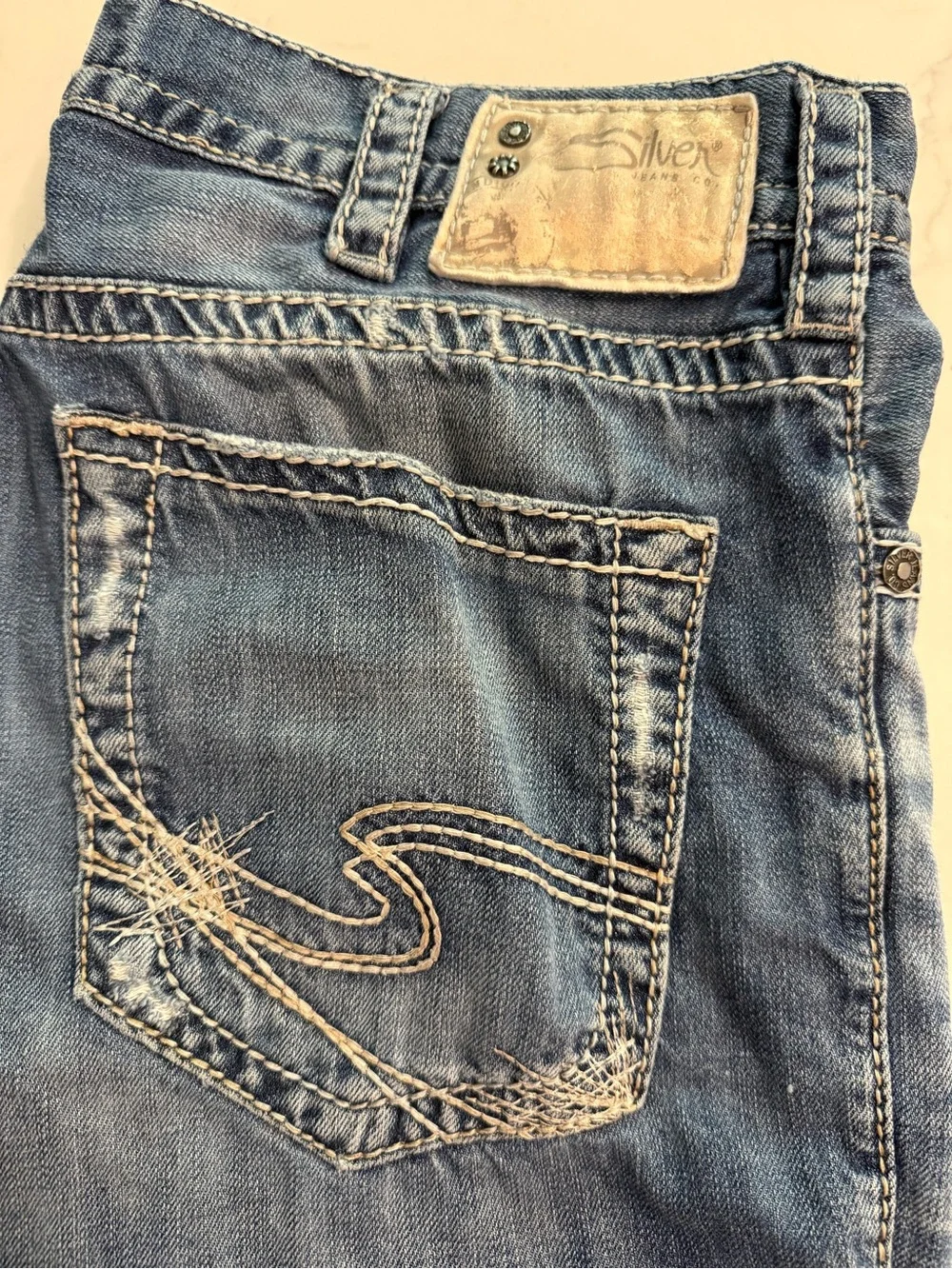 Silver Jeans Light Blue Distressed Denim Jeans - Picture 2 of 5